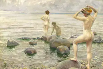 Tres jóvenes bañándose, c. 1916. Óleo sobre lienzo,45 x 66&nbsp;cm.