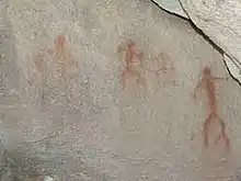 Pintura Rupestre - Piedras Gordas B.C. - Persona piernas de pinza