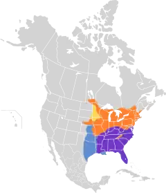 Área de nidificación En vuelo migratorio Presente todo el año Área de invernada