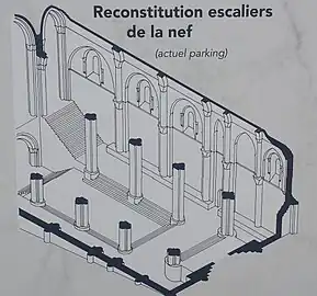 Plano de la antigua nave de San Eutropio con su juego de escalinatas