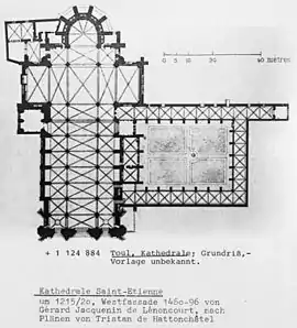 Planta del grupo catedralicio a principios del siglo&nbsp;XX
