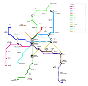 Plano Metropolitano Segovia donde aparece las líneas a su paso por Parque Robledo