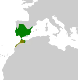alt=Distribución de Pleurodeles waltl.
&nbsp;&nbsp;&nbsp;&nbsp;&nbsp;Residente&nbsp;&nbsp;&nbsp;&nbsp;&nbsp;Probablemente extinto