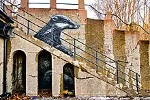 Picture of ROA's badger (2011) at Subtopia in Botkyrka, Stockholm County, Sweden.
