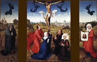 Cristo en la Cruz con María y San Juan, de Rogier van der Weyden, 1443-1445.