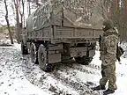 Un camión Ural con el símbolo "Z"