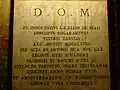 Memorial en latín dedicado al obispo Inocenţiu Micu-Klein colocado por su sobrino Samuil Micu tras su muerte en 1768.
