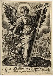 La dominación Zadkiel, grabado de Crispijn van de Passe. 1590–1637, Museo Británico, Londres.