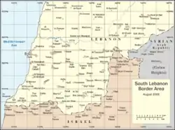 Mapa de Sur de Líbano