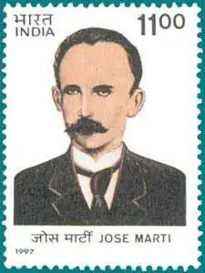 Sello filatélico de India (1997) José Martí.