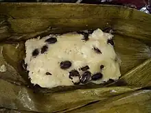Tamal de frijol típico de Xochiapulco.