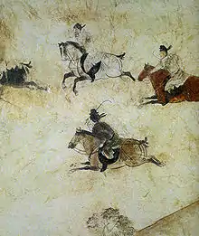 Cortesanos de la Dinastía Tang de China jugando el polo, año 706 d.&nbsp;C.