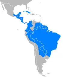 Distribución del pecarí barbiblanco en 2007