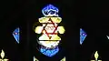 Vitral con estrella de David, catedral de Winchester, siglo&nbsp;XIX.
