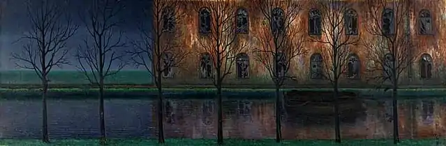 William Degouve de Nuncques, El canal (1894), óleo sobre lienzo, 42,4 x 122,5&nbsp;cm., Museo Kröller-Müller, Otterlo.