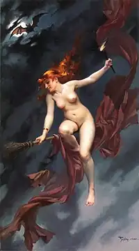 Bruja yendo al aquelarre, 1880. Óleo sobre lienzo, 74,3 x 41,2&nbsp;cm.