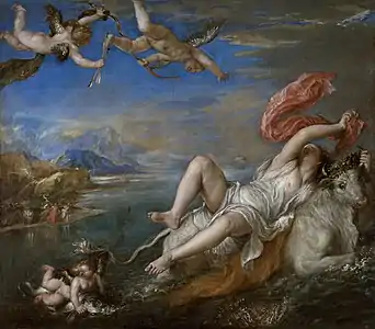 El rapto de EuropaÓleo sobre lienzo, 185&nbsp;x&nbsp;205&nbsp;cm, Museo Isabella Stewart Gardner (Boston).