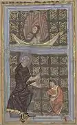 Santo Omer salva y perdona su servidor ; Vida de santo Omer ; siglo&nbsp;XI, Capítulo de la Catedral ; Ms 698. Biblioteca municipal de santo-Omer.