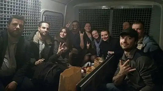 Participantes detenidos en Moscú. Primero por la izda. es Leonid Vólkov,26 marzo 2017