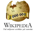 Logotipo de Wikipedia en sueco cuando llegó a los 2&nbsp;000&nbsp;000 de artículos.