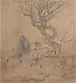 Zhong Kui, el apaciguador de demonios (siglo XVII), en la que Zhong Kui monta un buey mientras los demonios apaciguados cargan su espada o conducen su buey.