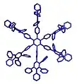 Primera generación de un dendrímero, un tipo especial de polímero que crece de forma fractal