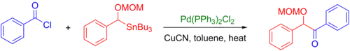 Coupling De stannane a acyl cloruro