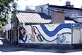 Mural pintado en Cortina 1100 (Villa Luro), expresando la "pasión fortinera" de ese barrio.