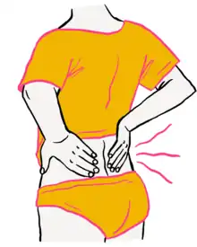 Ilustración de parte superior de una persona mostrando dolor en la espalda baja.