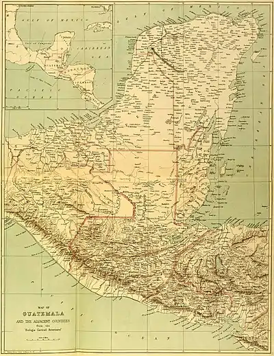 MAP OF GUATEMALA AND THE ADJACENT COUNTRIES