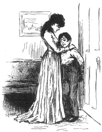 woman hugging boy