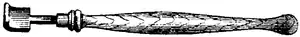 Cross-hatched illustration of a polishing iron.