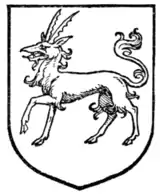 Fig. 393.—Heraldic antelope passant.