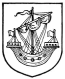 Fig. 543.—Lymphad, sail furled.