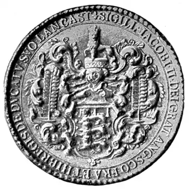 Fig. 676.—Seal of King James II. for the Duchy of Lancaster.