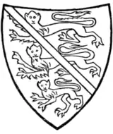 Fig. 703.—Henry of Lancaster, 1295-1324 (brother of preceding, before he succeeded his brother as Earl of Lancaster): England with a bend azure. (From his seal, 1301.) After 1324 he bore England with a label as his brother.