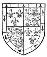 Fig. 729.—Thomas de Beaufort, Earl of Dorset, brother of John, Earl of Somerset (Fig. 724): France and England quarterly, a bordure compony ermine and azure. (From his Garter plate.)