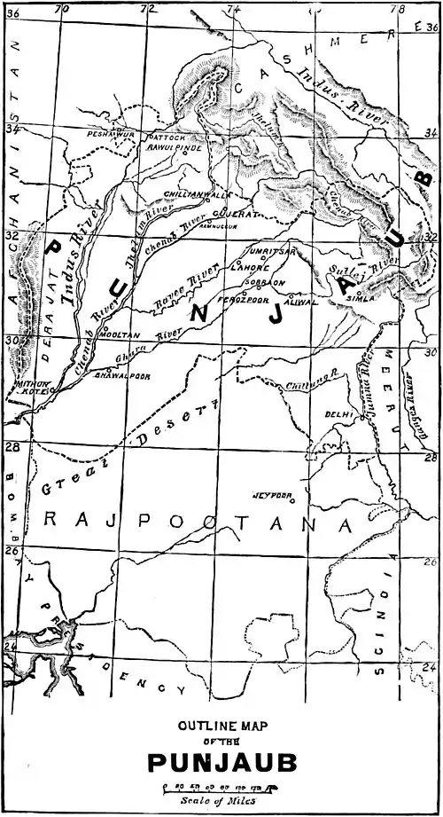 Decisive Battles Since Waterloo-Outline Map of the Punjaub.jpg