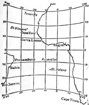 EB1911 - Map Projections- Fig. 14.—Part of the Atlantic Ocean on a Meridian Central Projection.jpg
