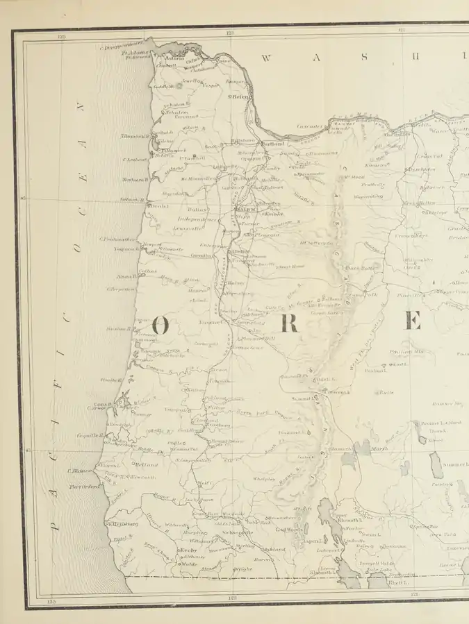 Map of Oregon from Victor and Bancroft's History of Oregon, Vol. 1 (left).png