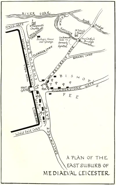 A plan of the East Suburb of Medieval Leicester