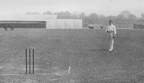 Ranji 1897 page 087 Davidson standing before his run.jpg