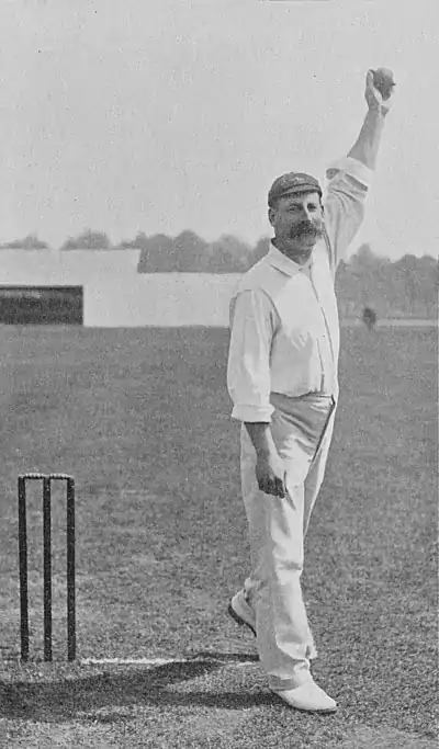 Ranji 1897 page 108 Martin about to deliver the ball.jpg