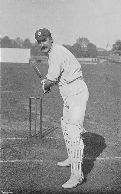 Ranji 1897 page 173 Lord Hawke running out to drive.jpg