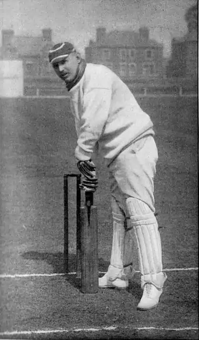 Ranji 1897 page 215 Shrewsbury playing back.jpg
