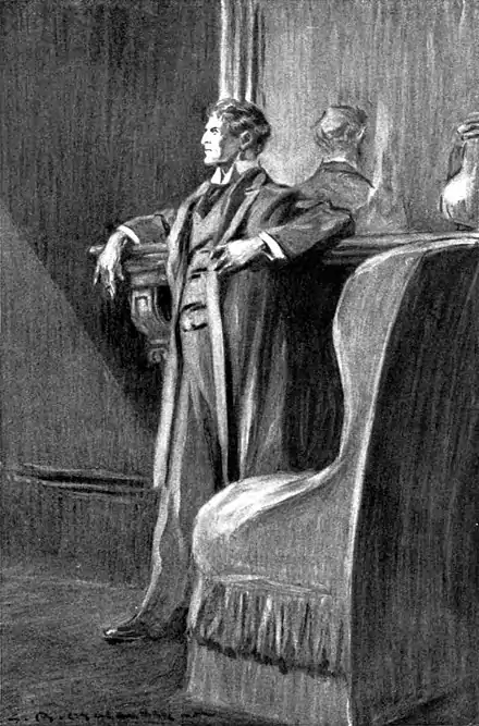 The Return of Sherlock Holmes 1905 - HE FOUND HOLMES LEANING LANGUIDLY AGAINST THE MANTELPIECE.jpg