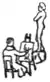 Line drawing of a man painting a nude model