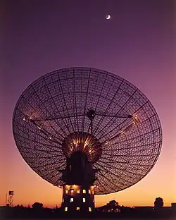 Telescope pointing towards the Moon