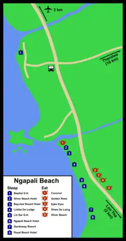 Map of Ngapali Beach