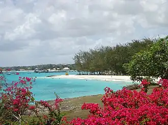 A distant view of the Port of Oistins.